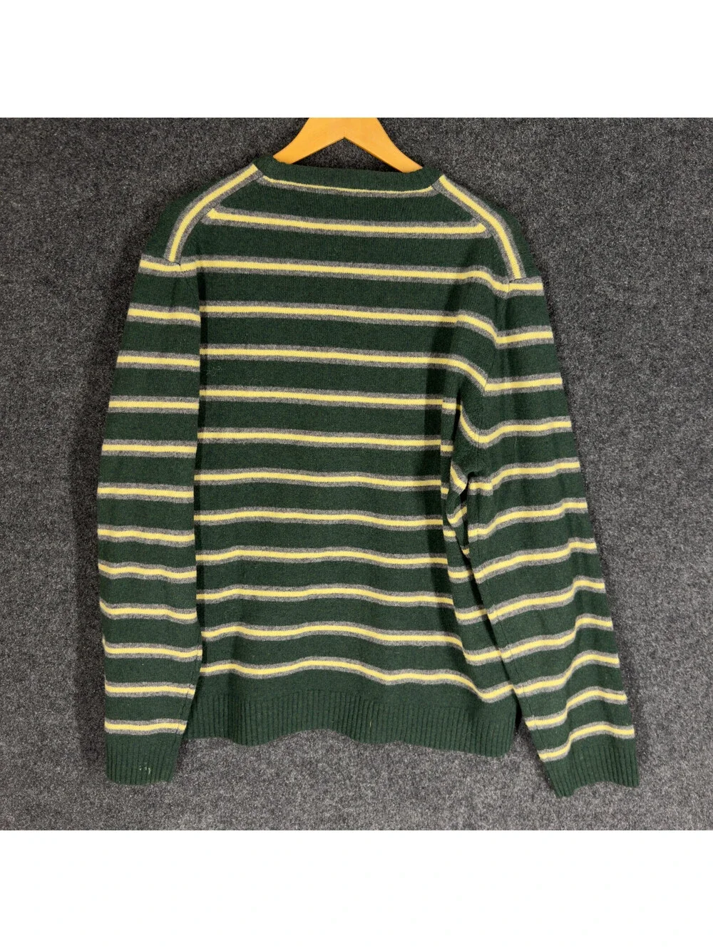 J. Crew Sweater Pullover Men XL Green Striped Knit Wool Long Sleeve Soft Cozy